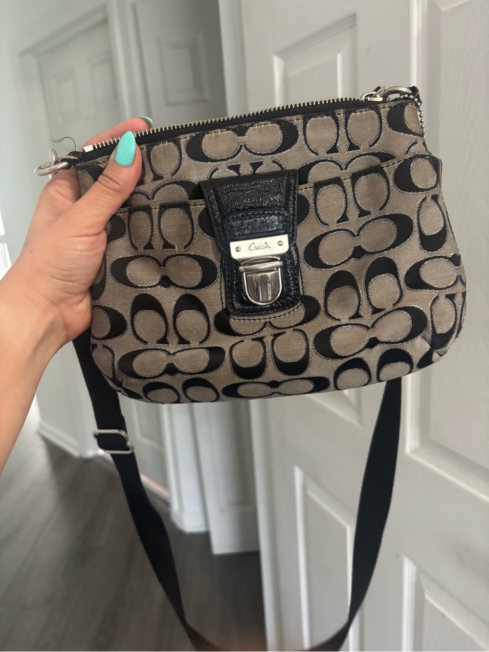 Coach Signature Canvas Crossbody Bag in gray/Black